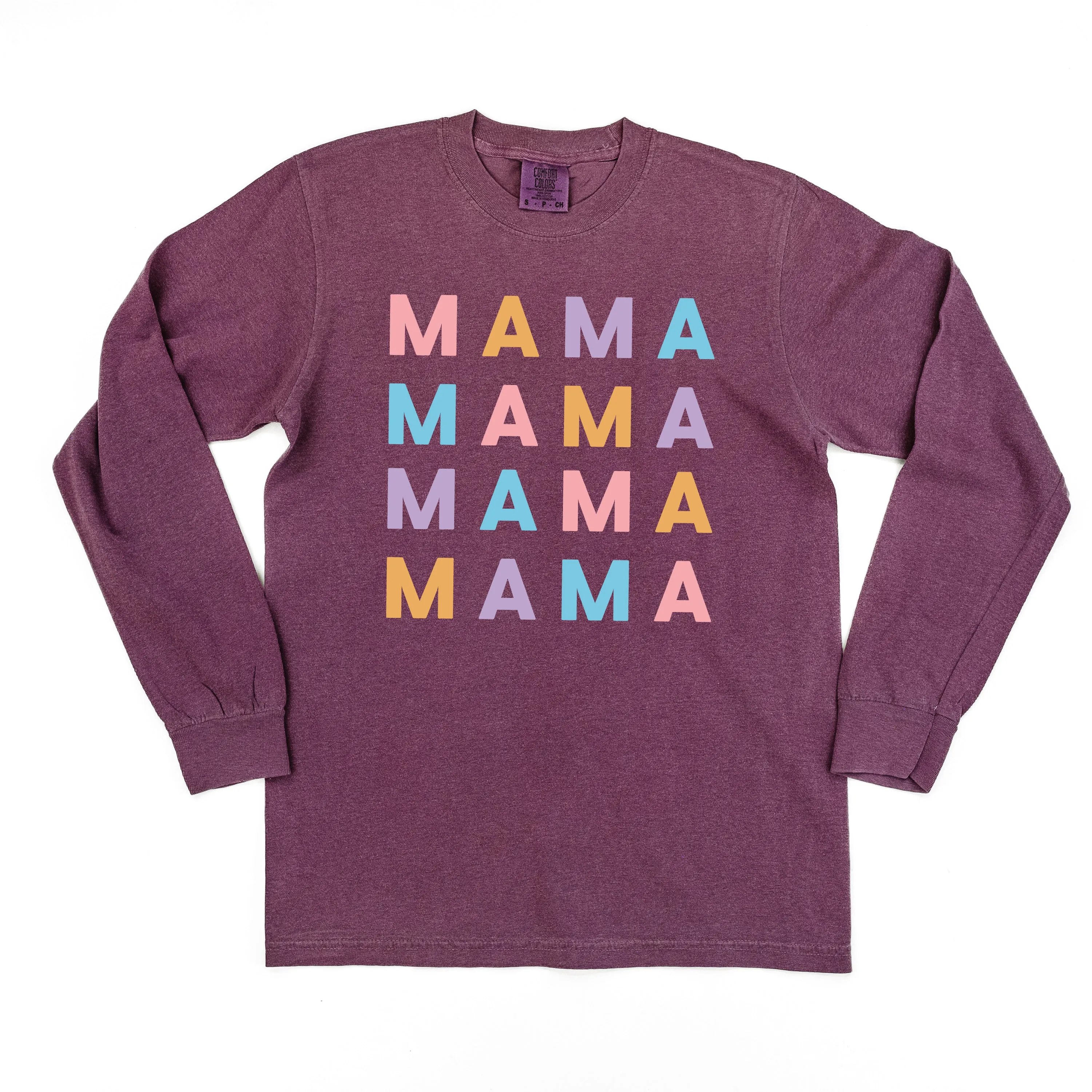 MAMA x4 - PASTEL DESIGN - LONG SLEEVE COMFORT COLORS TEE