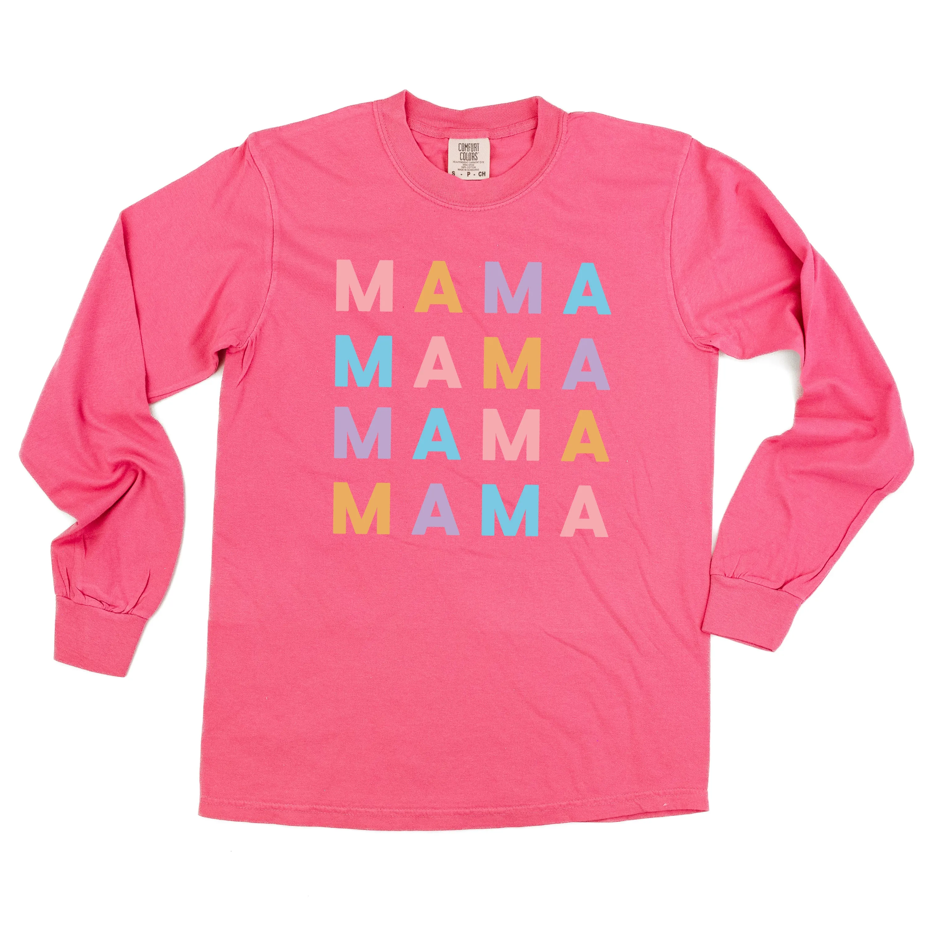 MAMA x4 - PASTEL DESIGN - LONG SLEEVE COMFORT COLORS TEE