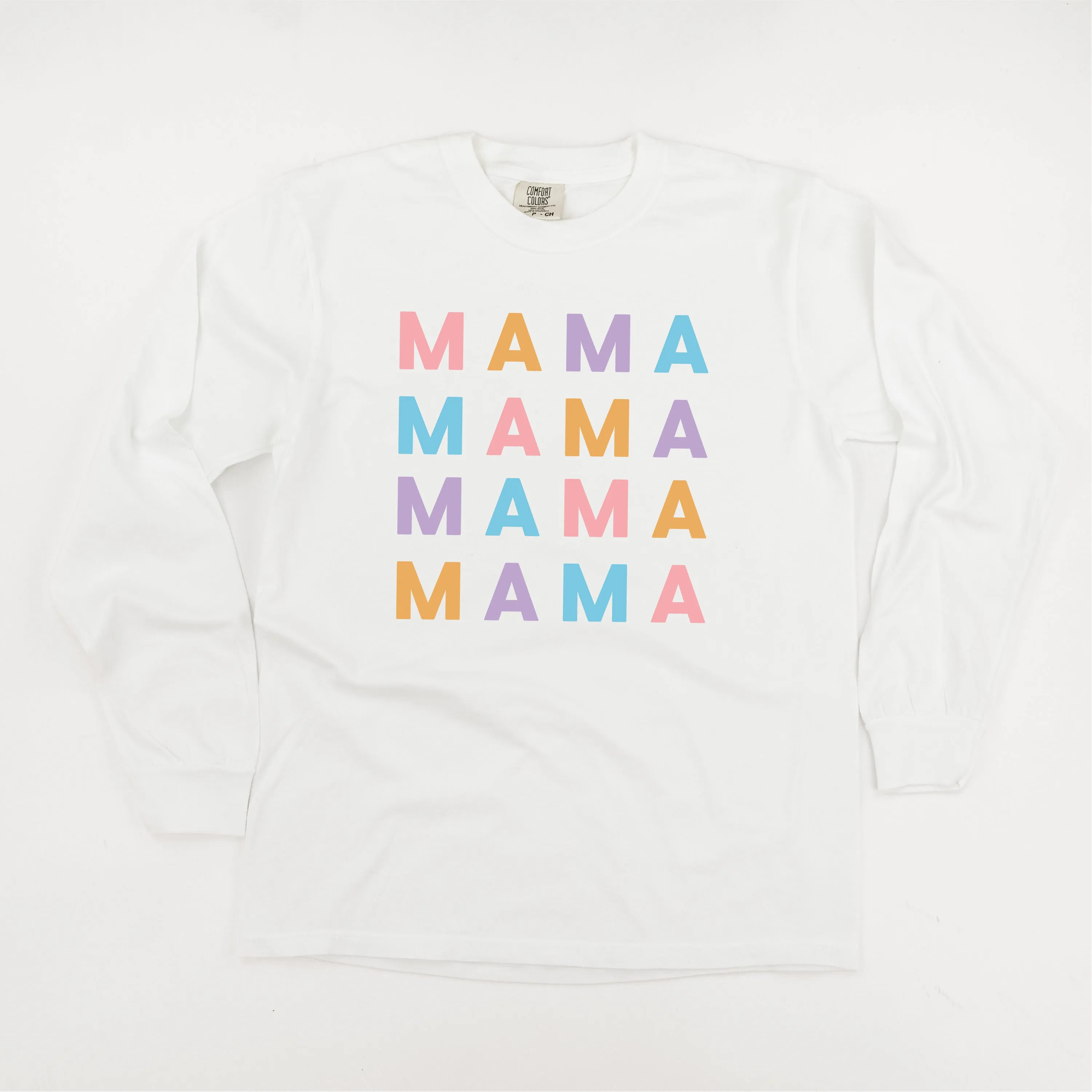 MAMA x4 - PASTEL DESIGN - LONG SLEEVE COMFORT COLORS TEE