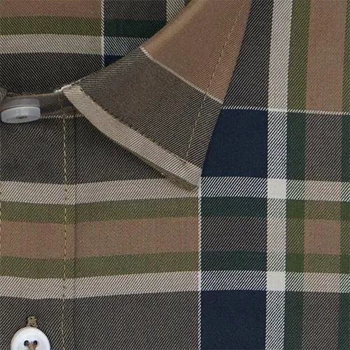 Men's 100% Cotton Half Sleeves Tartan Plaid Checkered Shirt (Blue)