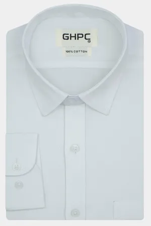 Men's 100% Cotton Harlequin Self Design Full Sleeves Shirt (White)