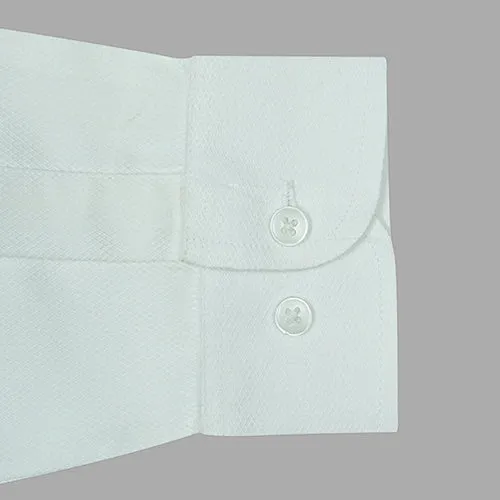 Men's 100% Cotton Harlequin Self Design Full Sleeves Shirt (White)