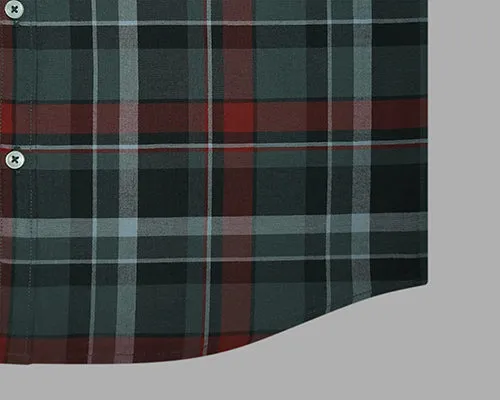Men's 100% Cotton Plaid Checkered Full Sleeves Shirt (Red)