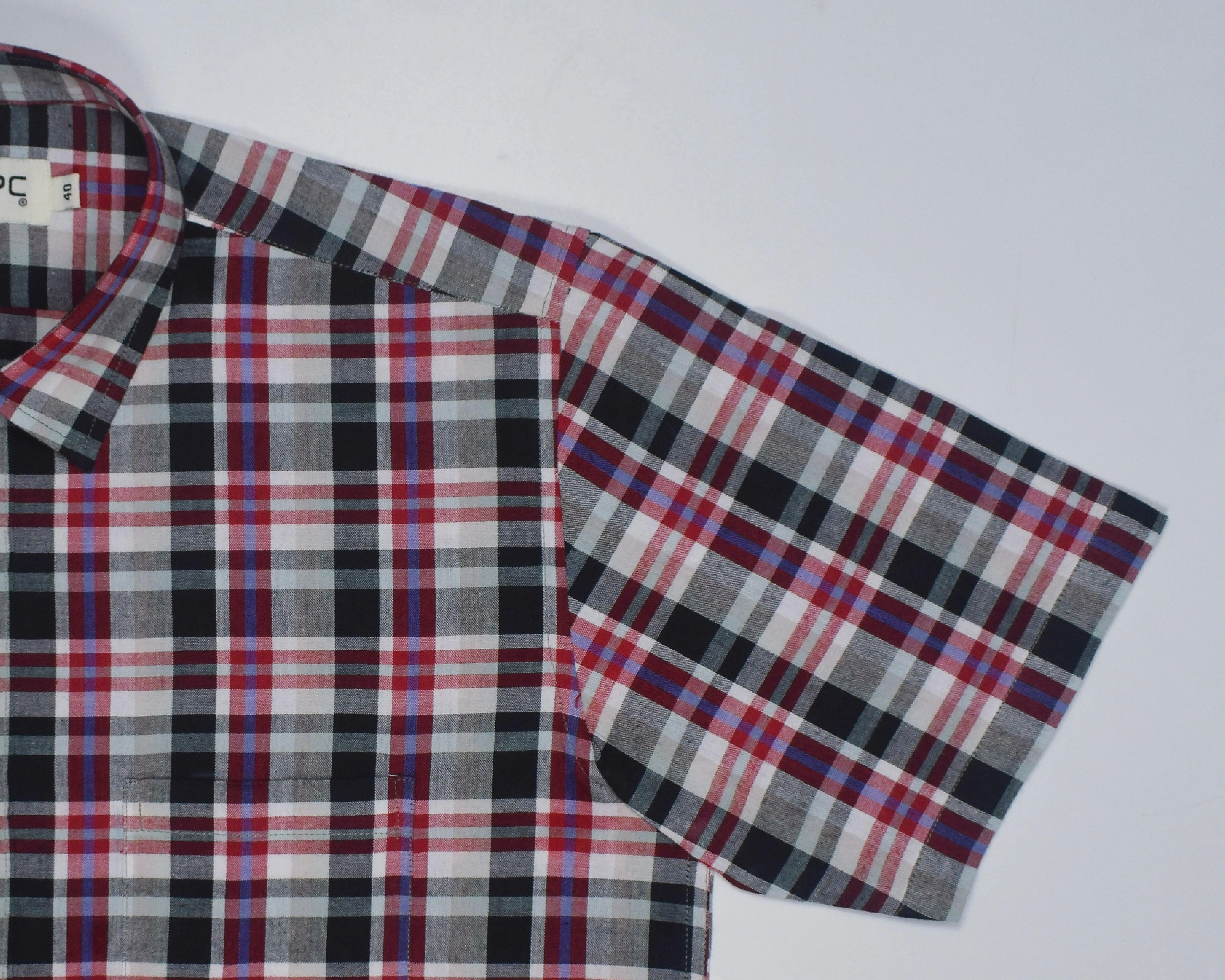 Men's 100% Cotton Plaid Checkered Half Sleeves Shirt (Multicolor)