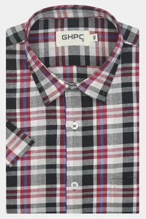 Men's 100% Cotton Plaid Checkered Half Sleeves Shirt (Multicolor)