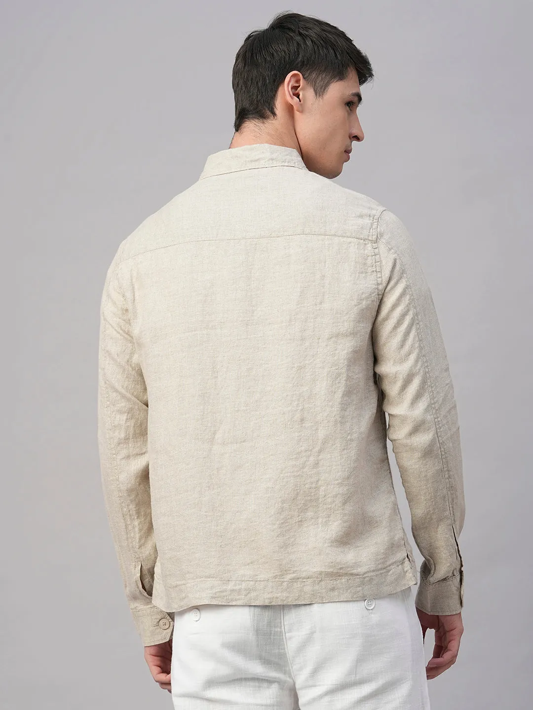 Men's Natural Pure Linen Regular Fit Light Weight Summer Jacket