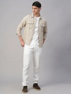 Men's Natural Pure Linen Regular Fit Light Weight Summer Jacket