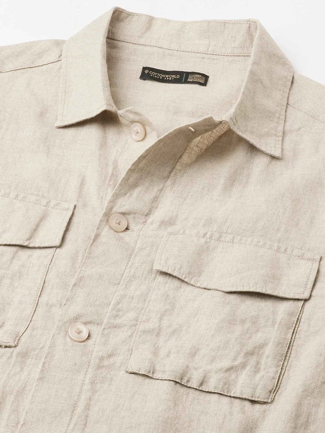 Men's Natural Pure Linen Regular Fit Light Weight Summer Jacket
