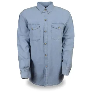 Milwaukee Leather DM993 Mens Blue Lightweight Cotton Long Sleeve Denim Shirt