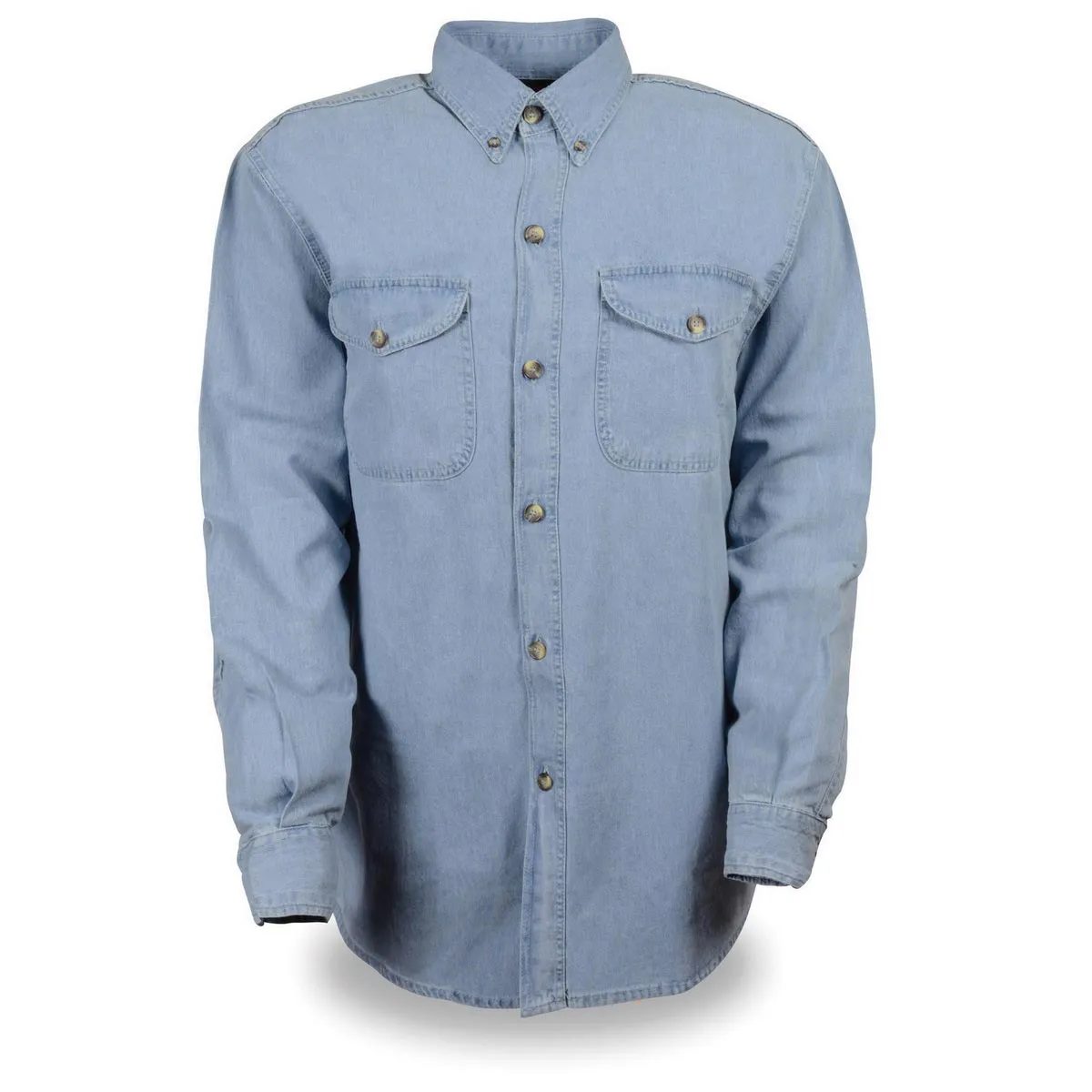 Milwaukee Leather DM993 Mens Blue Lightweight Cotton Long Sleeve Denim Shirt