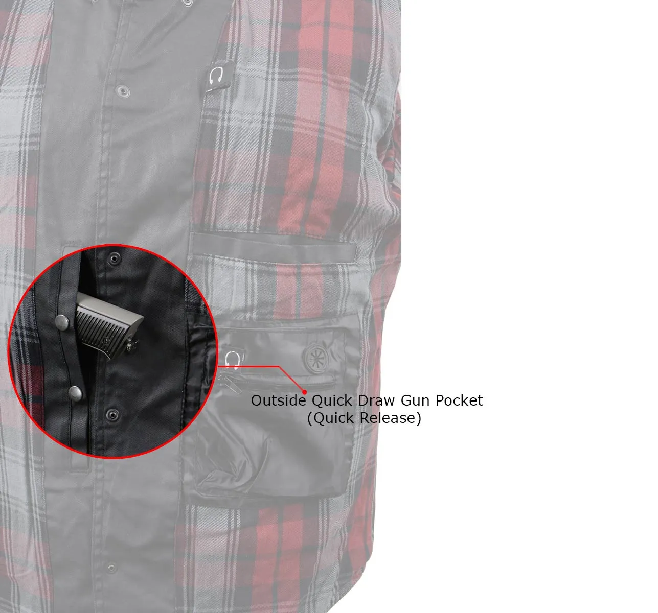 Milwaukee Leather MDM1603 Mens Black Waxy Coated Snap Front Shirt