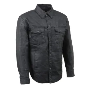 Milwaukee Leather MDM1603 Mens Black Waxy Coated Snap Front Shirt
