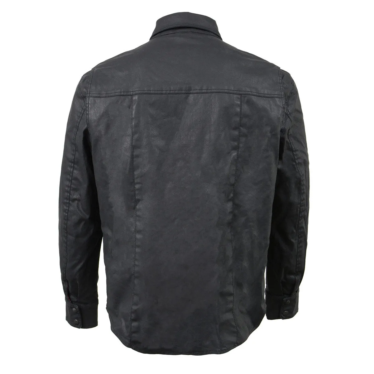 Milwaukee Leather MDM1603 Mens Black Waxy Coated Snap Front Shirt