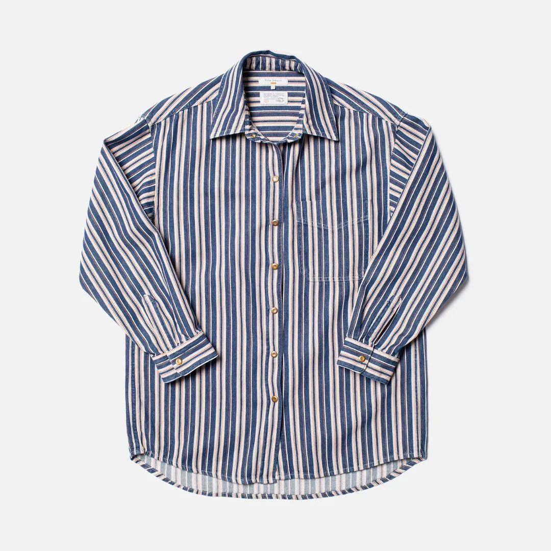 Mina Denim Stripe Shirt (Red)