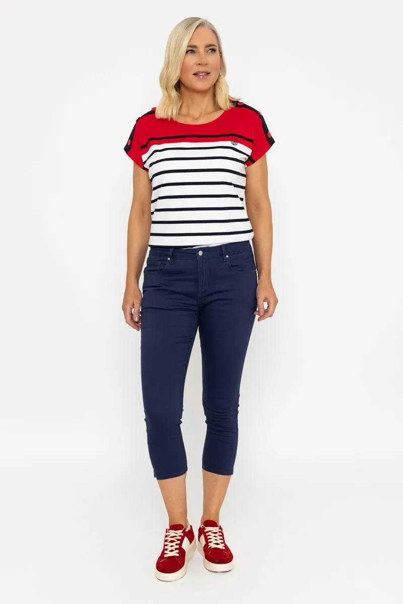 Navy Crop Stretch Jeans