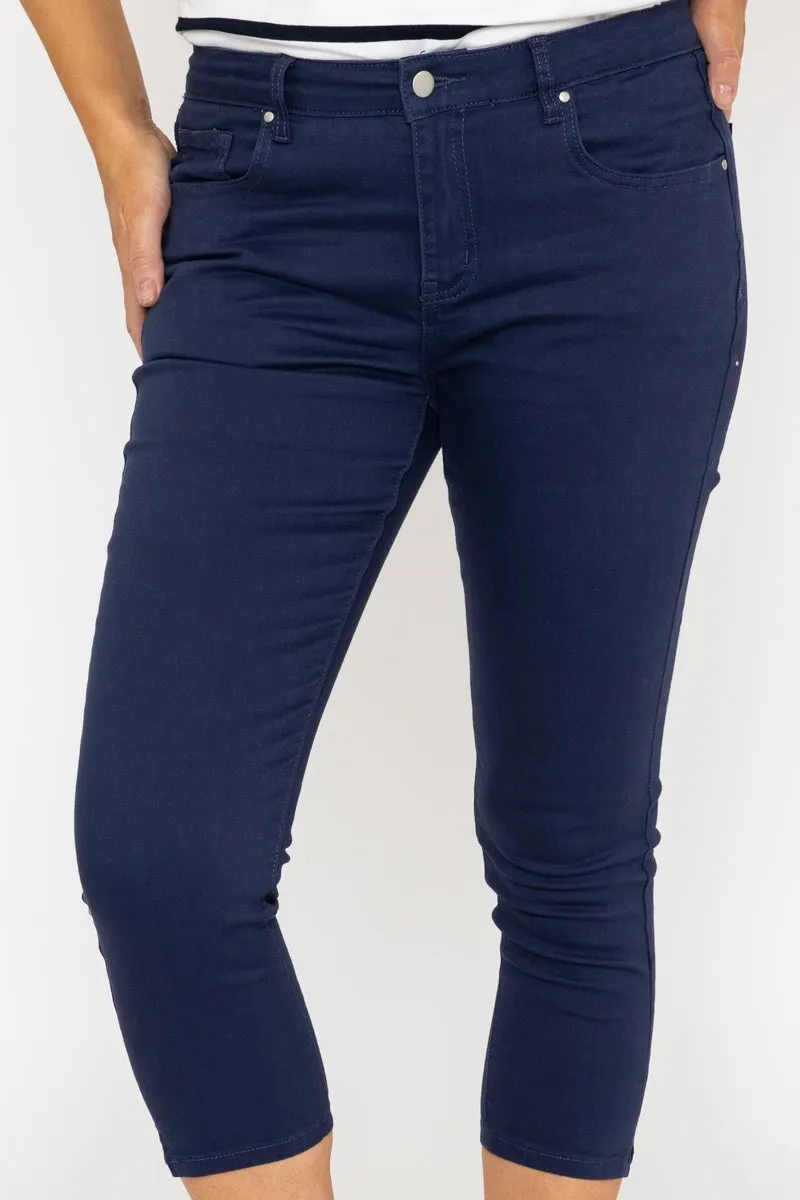 Navy Crop Stretch Jeans