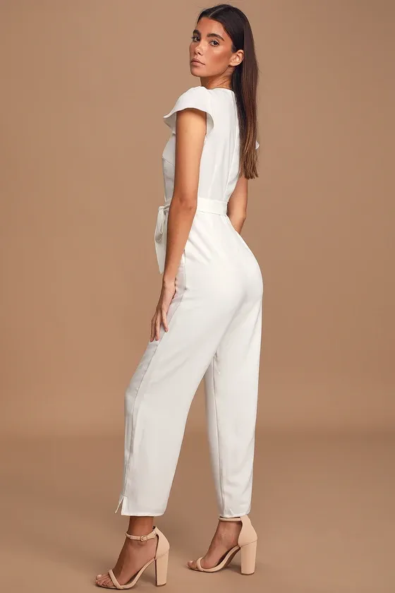 One in a Million White Short Sleeve Jumpsuit