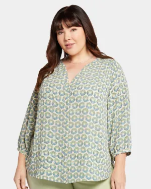 Pintuck Blouse | Blue Blossoms