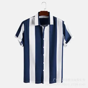 Relaxed Fit Wide Stripe Lane Print Shirts