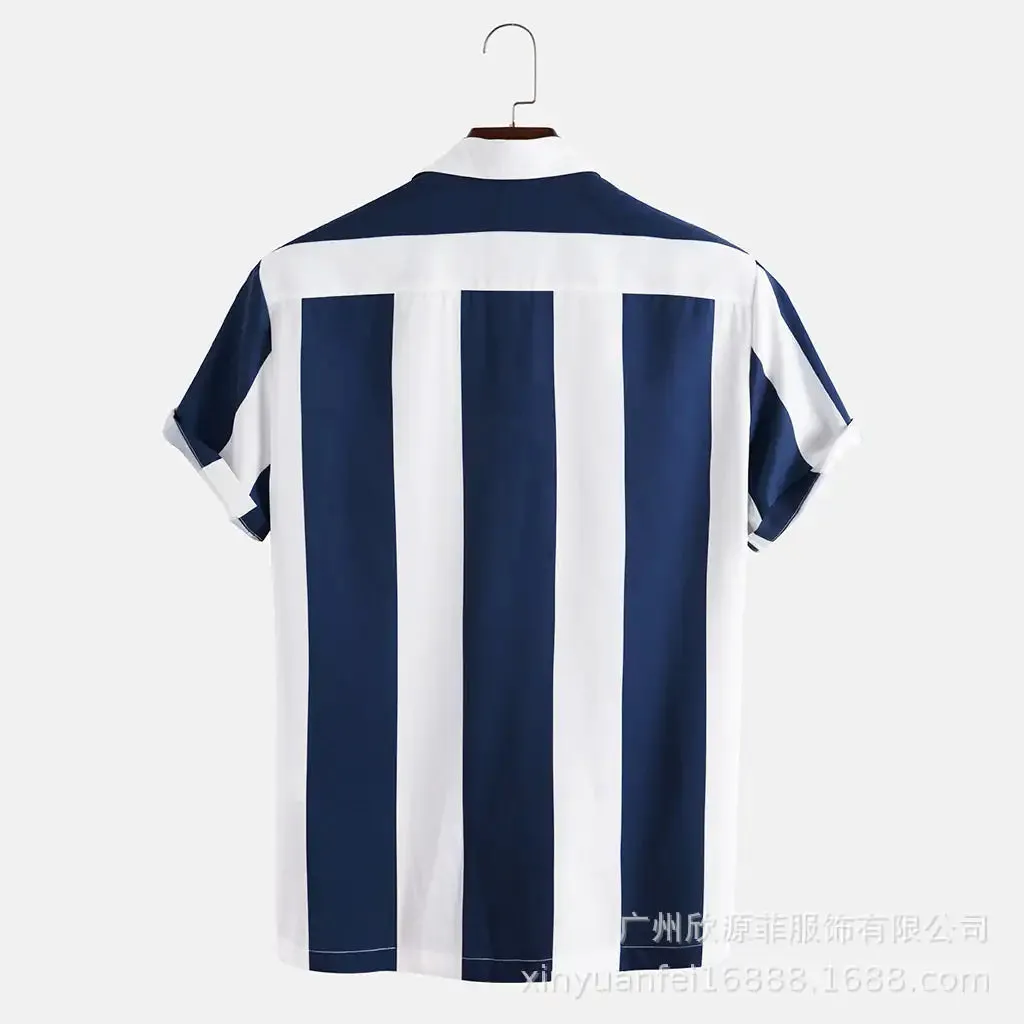 Relaxed Fit Wide Stripe Lane Print Shirts