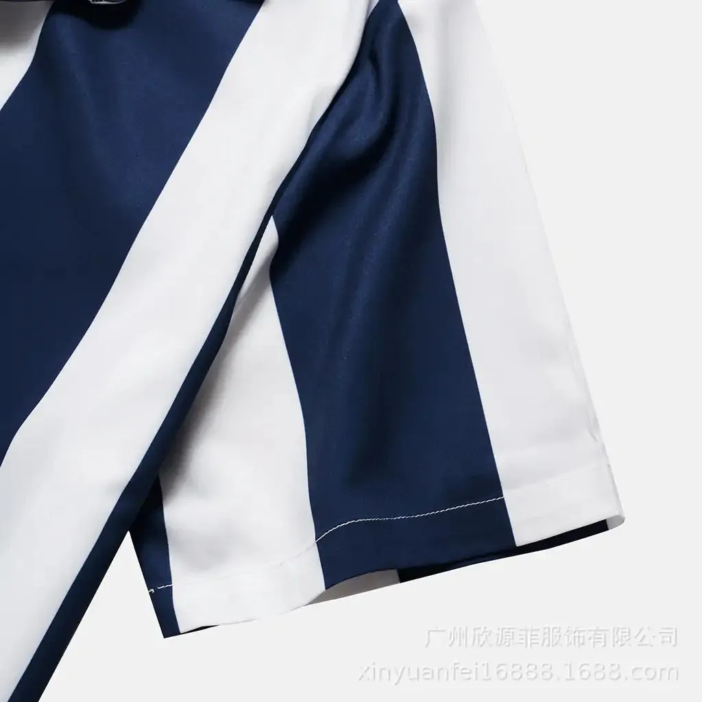 Relaxed Fit Wide Stripe Lane Print Shirts