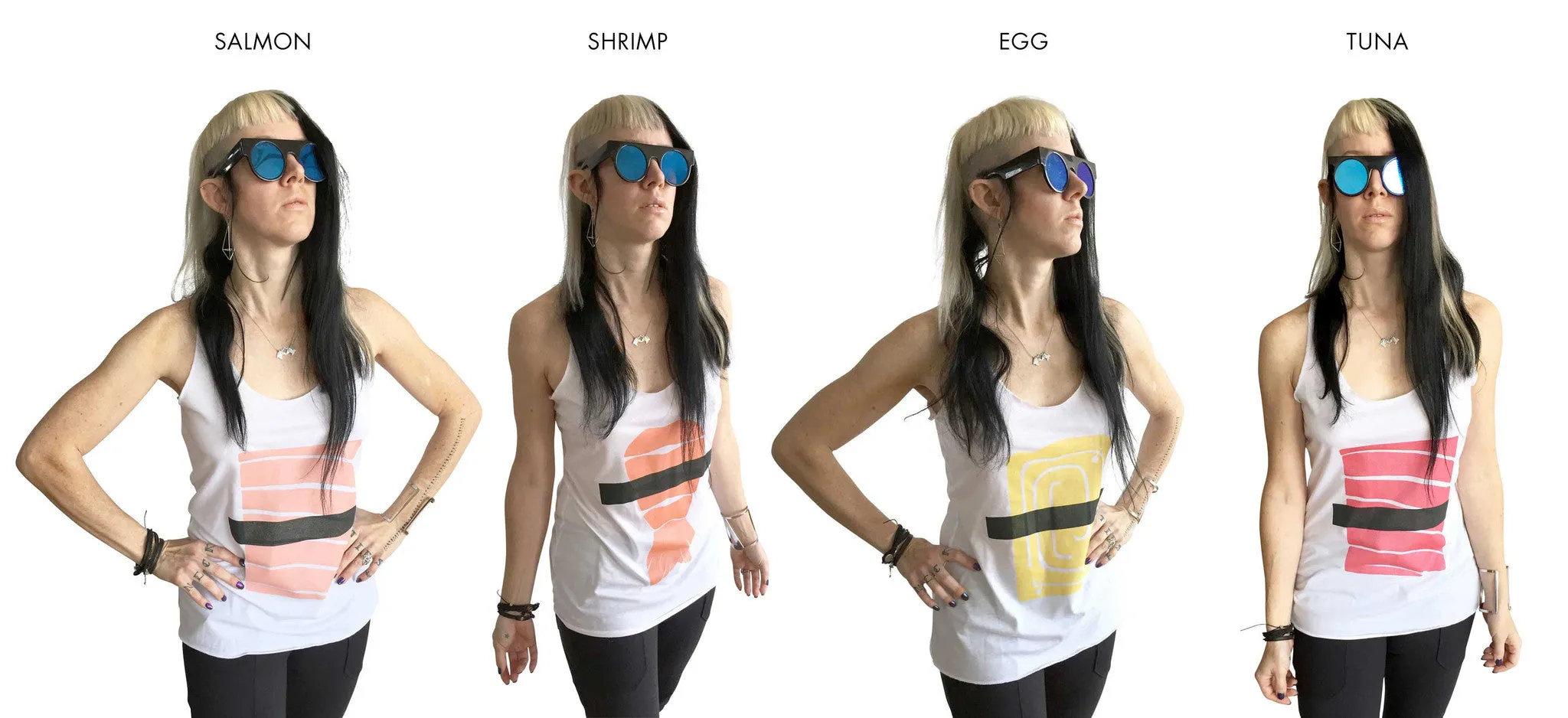 Salmon Sushi Women's Tank Top, Nigiri Silkscreen Print