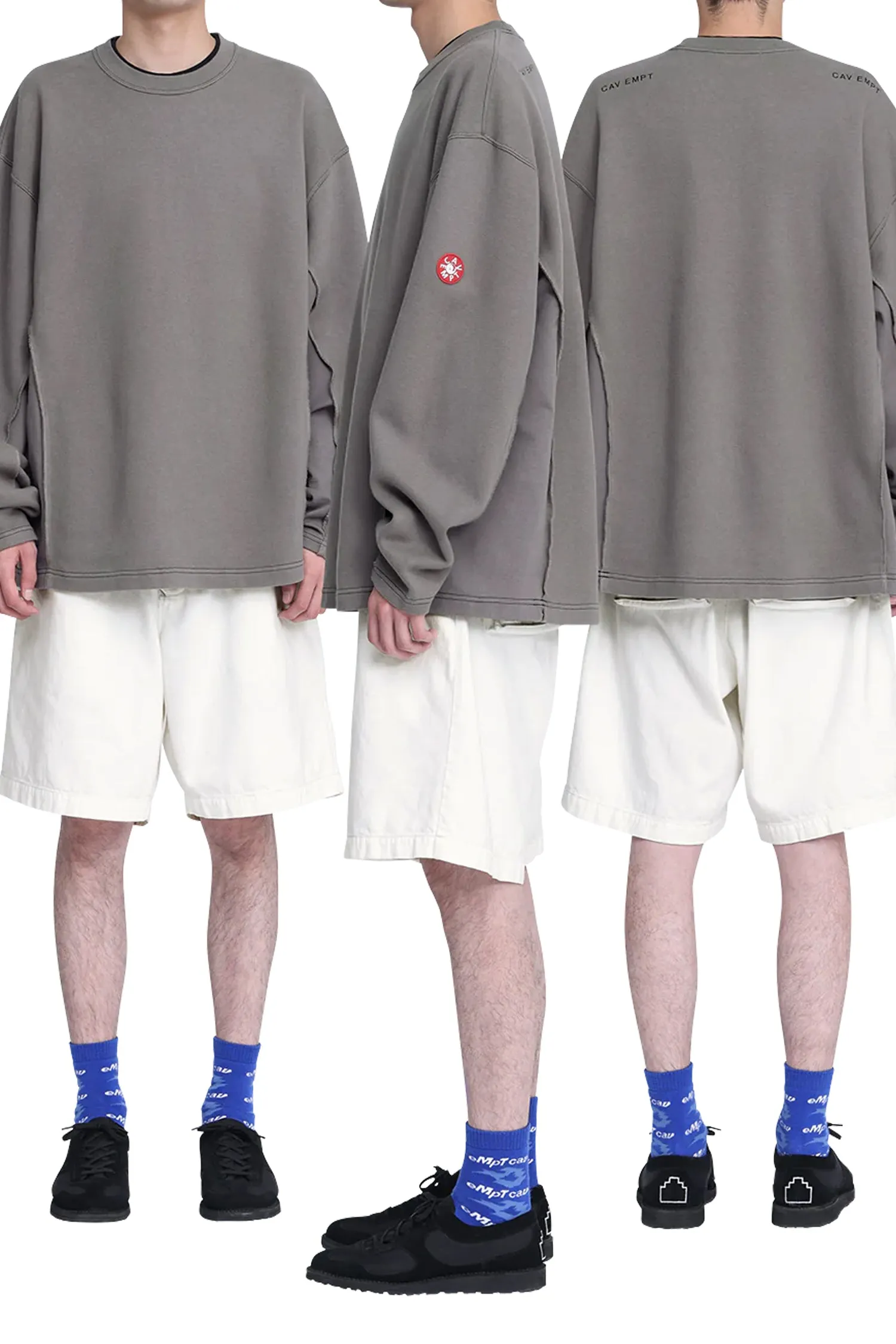 SIDE SEAM DBL KNIT LONG SLEEVE CHARCOAL