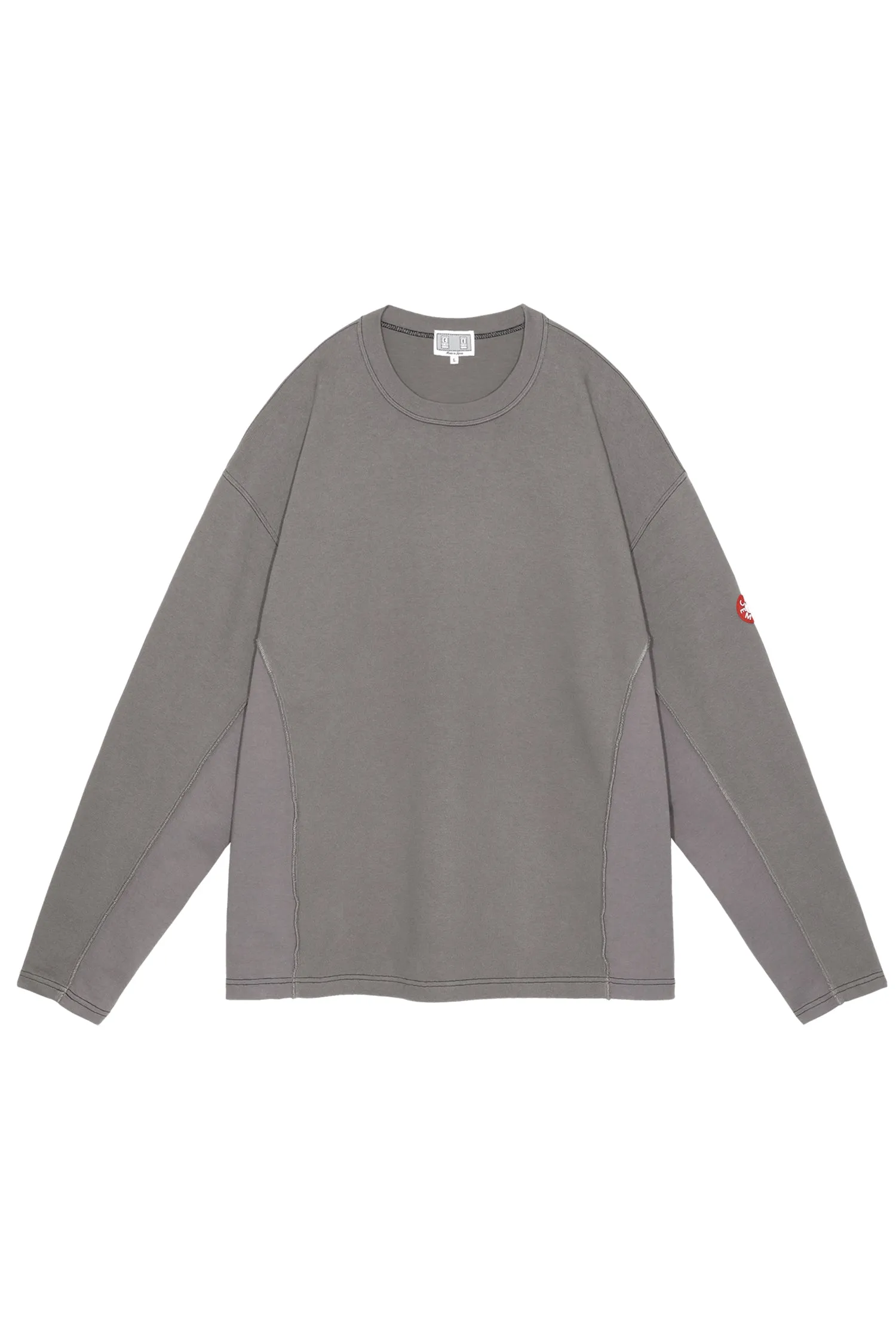 SIDE SEAM DBL KNIT LONG SLEEVE CHARCOAL
