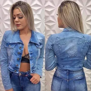 Stars Decorated Denim Shirt Jacket