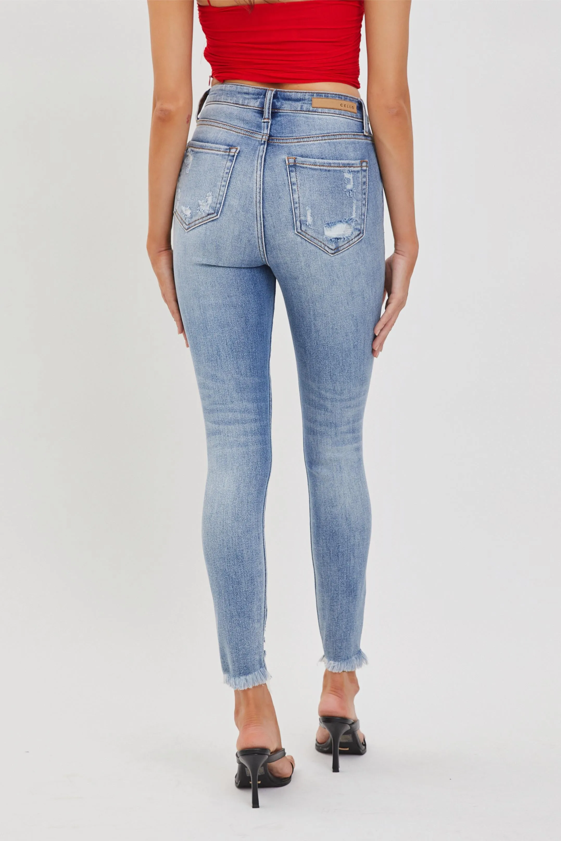 The Lily High Rise Frayed Ankle Skinny