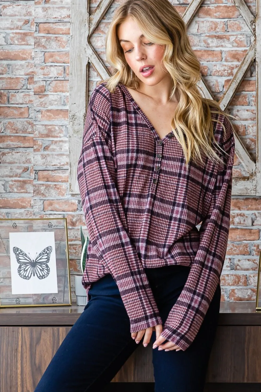 Timeless Plaid V-Neck Top