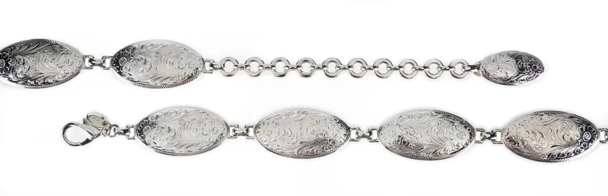 Tony Lama Women's Silver Concho Chain Black Western Belt