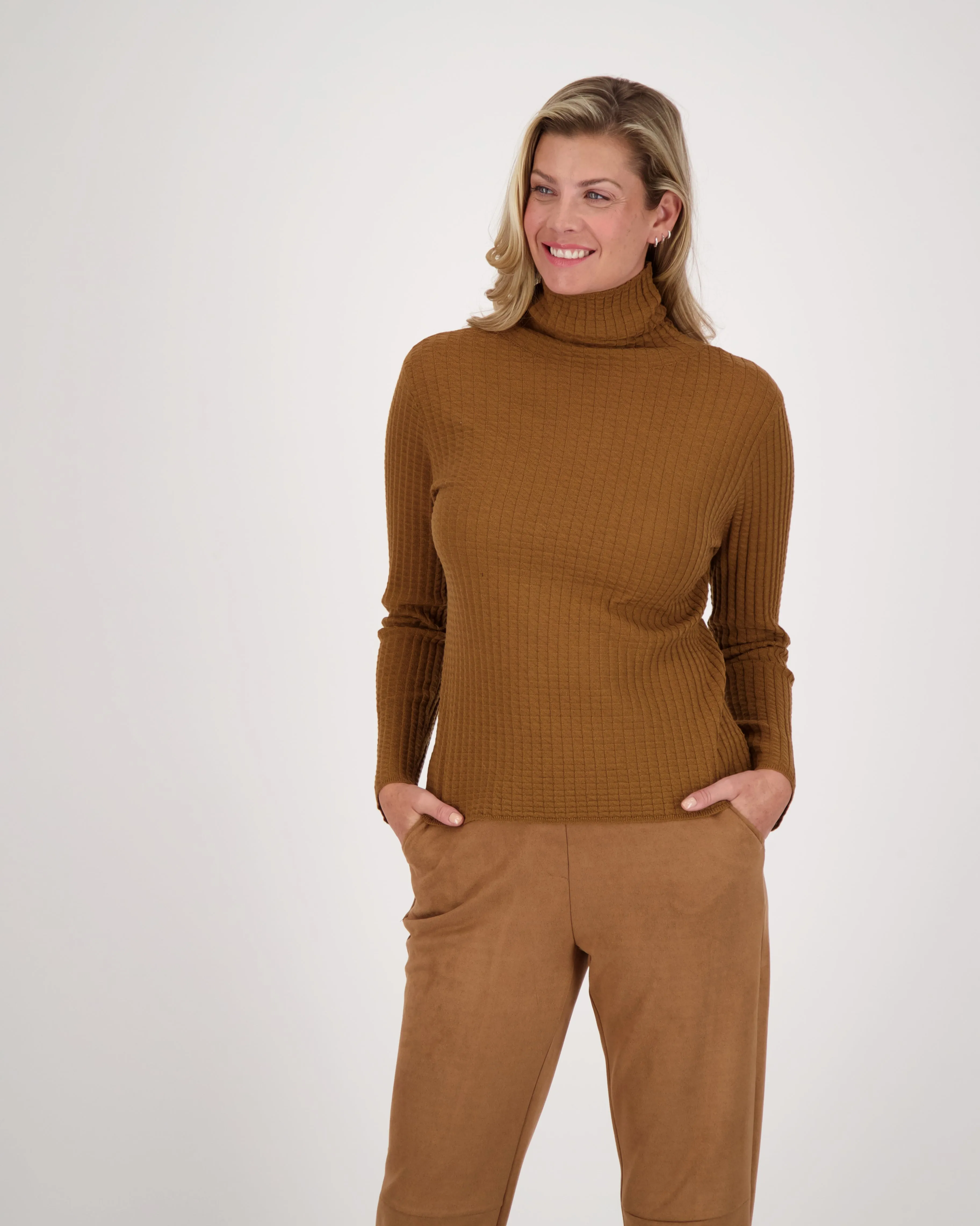 Turtle Neck Waffle Knit Layering Top