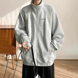 Wiaofellas  -  Brand New Man Jackets Spring Autumn Stand Collar Baggy Vintage Zip-up Jackets for Mens Motion Riding Male Coat