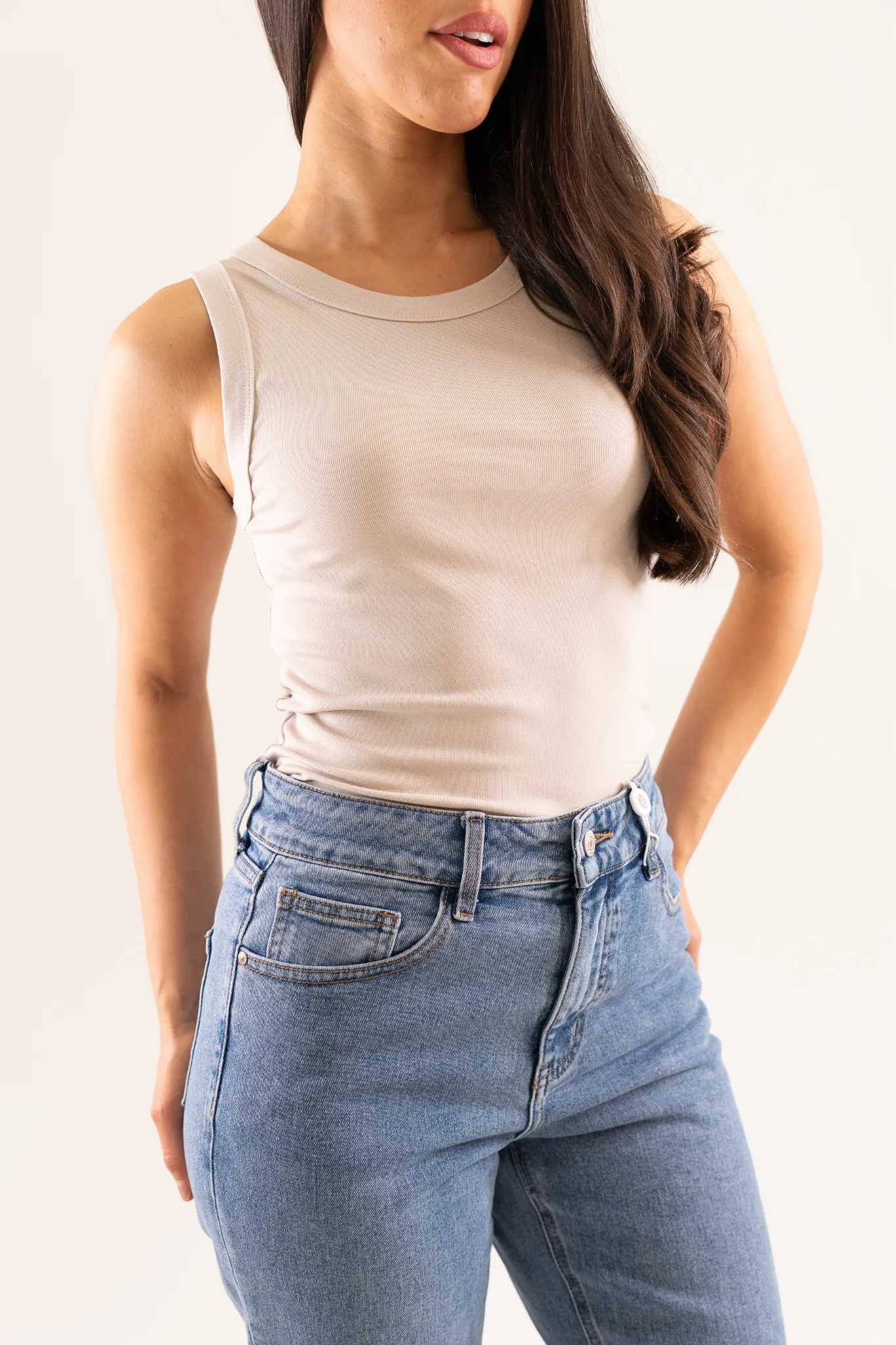 Willow Vest Top In Taupe