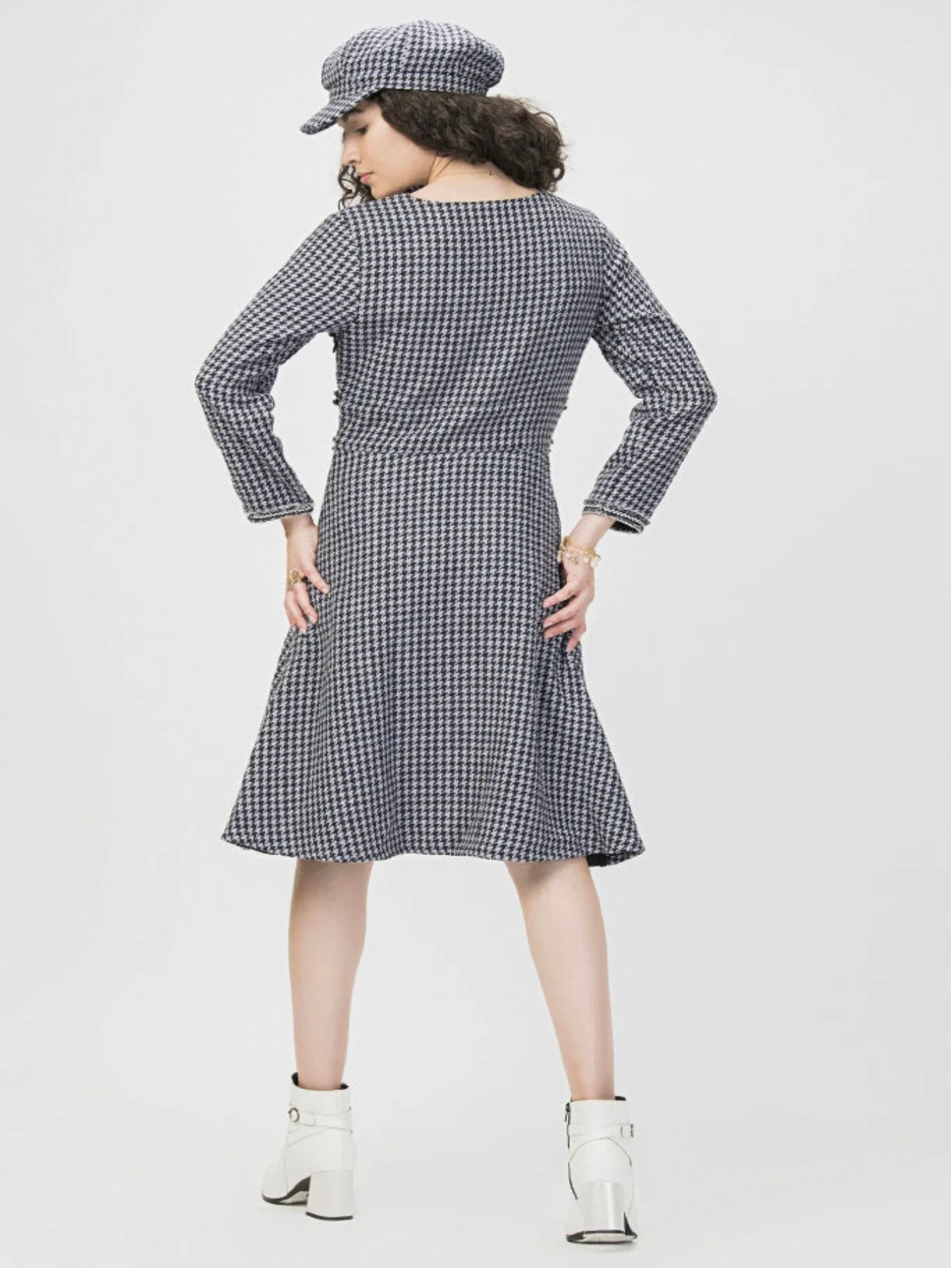 Winter Monochrome Tweed Dress