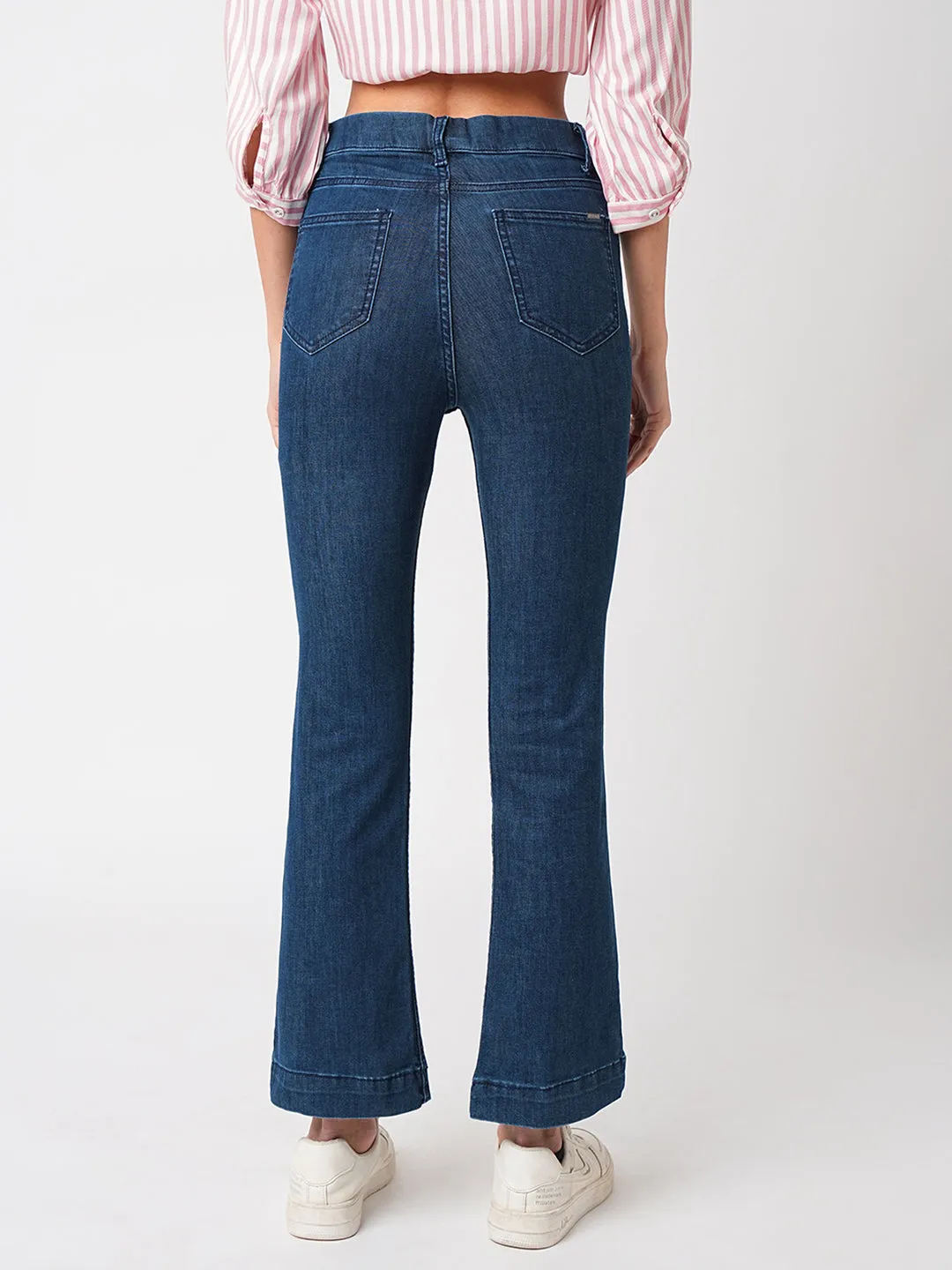 Women High-Rise Mini Flare Jeans