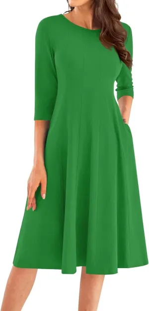 Womens Fall Fashion 2024 Elegant Dresses for Women Pleated Midi A Line Dress Semi Formal
