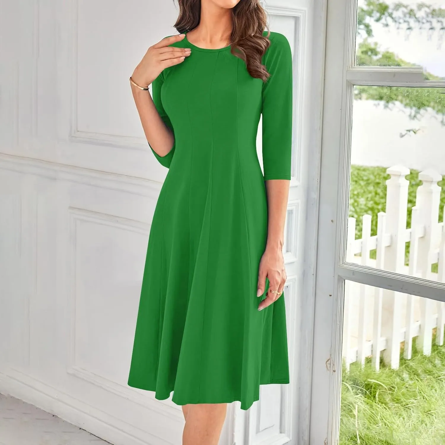 Womens Fall Fashion 2024 Elegant Dresses for Women Pleated Midi A Line Dress Semi Formal