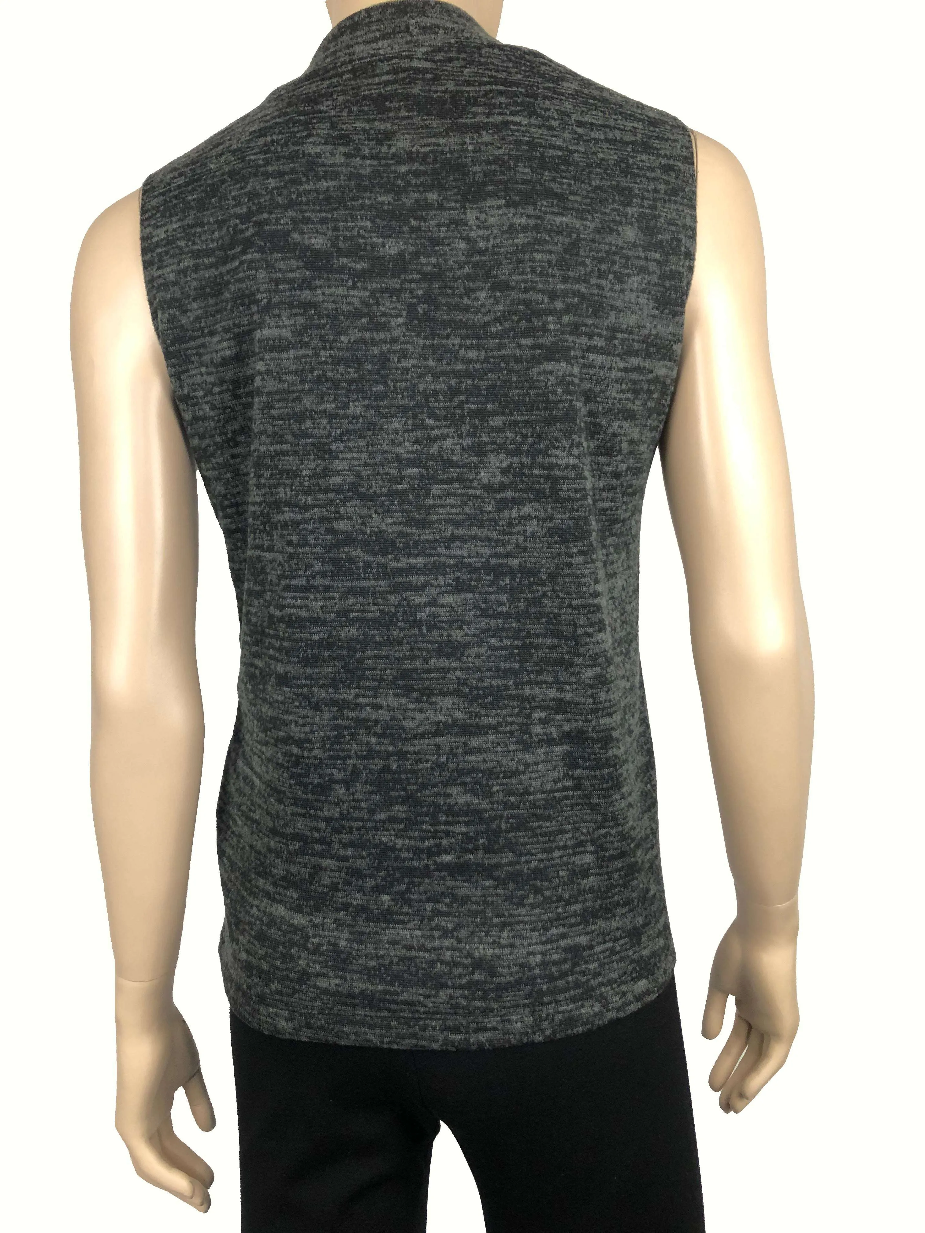 Women's Seeveless Mock Neck Black Mix Soft Knit Fabric - Made In Canada