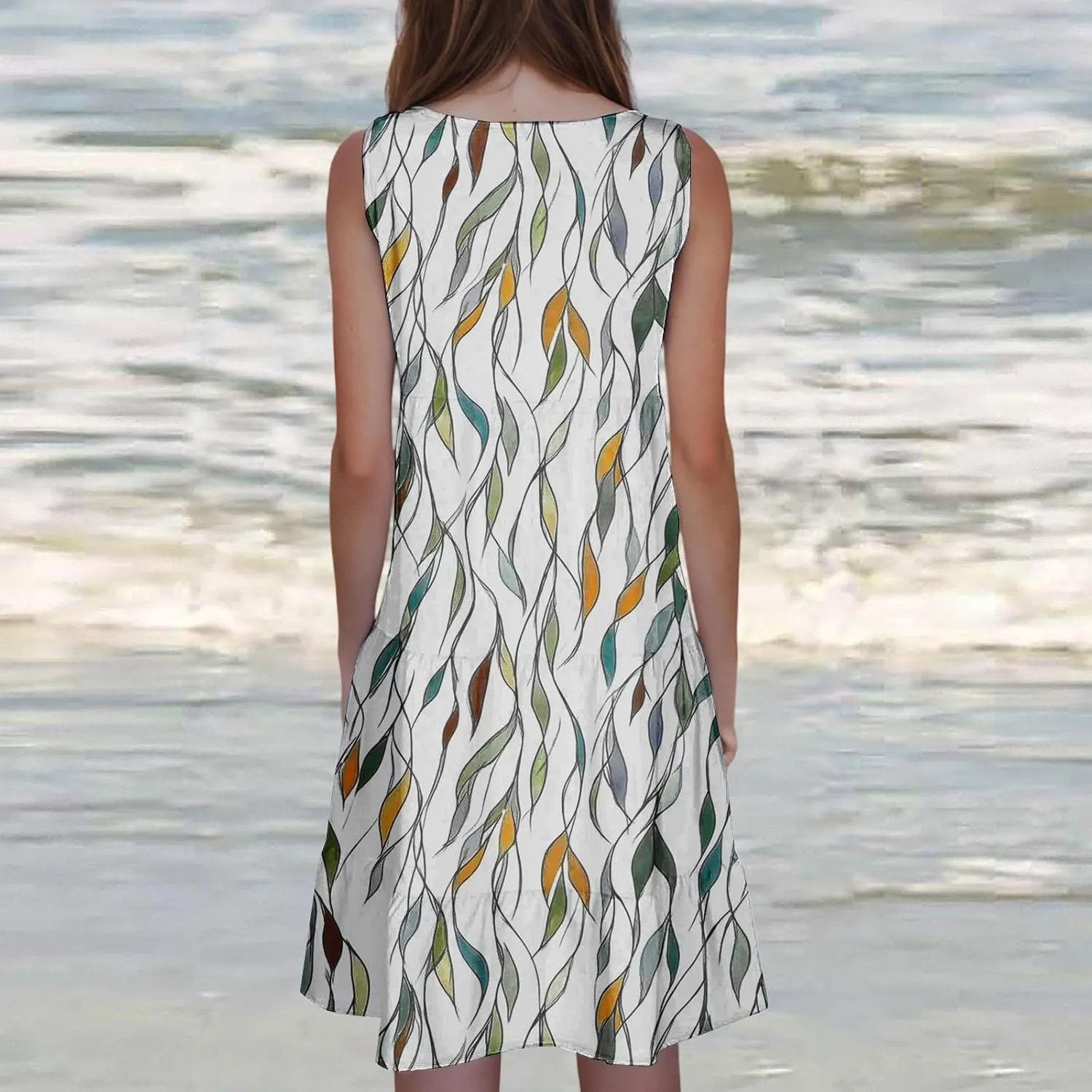 Womens Summer Dresses Tank Mini Dress Floral Spring Casual Flowy Tshirt Dress Outfits Flowy Wrap Beach Boho Sun Dress