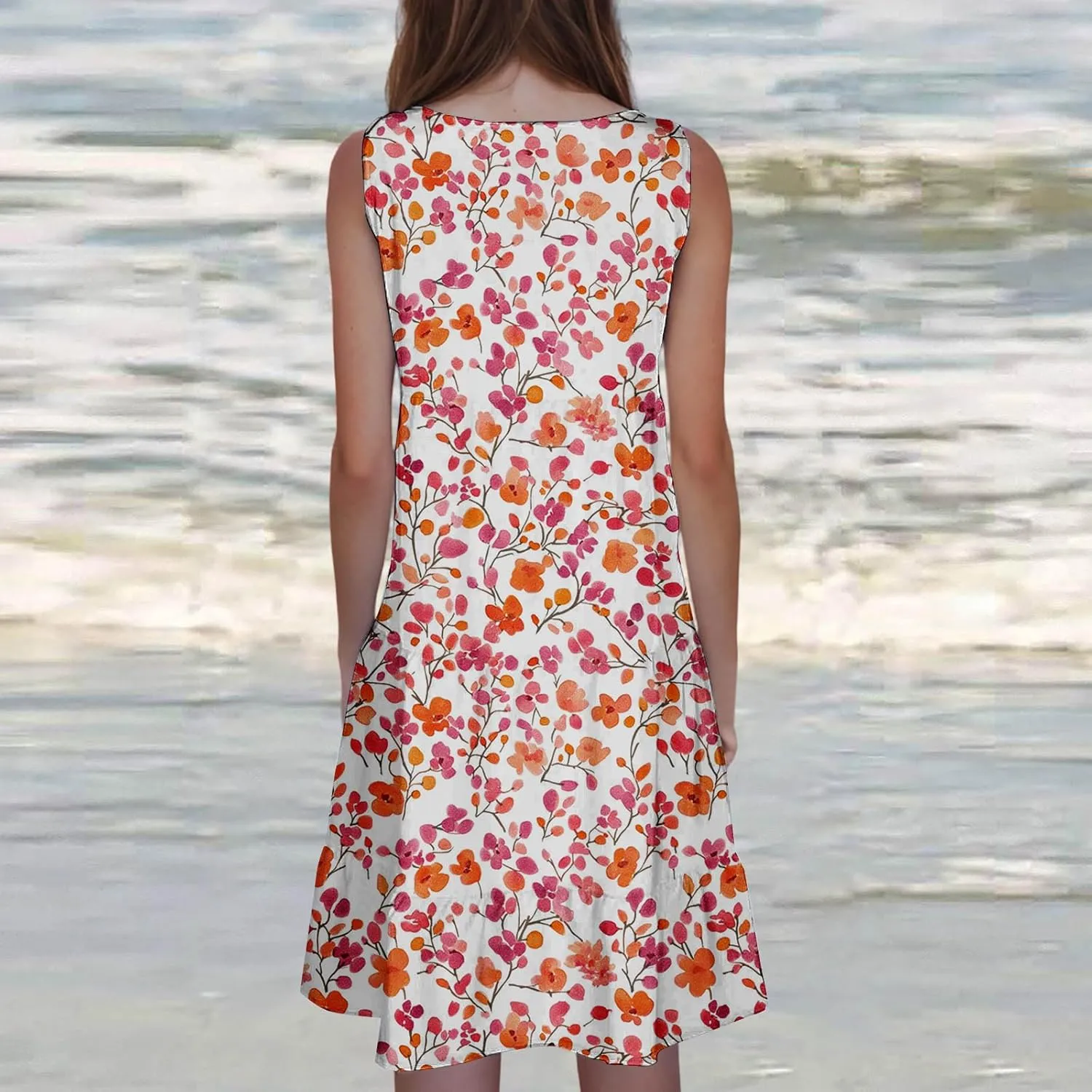 Womens Summer Dresses Tank Mini Dress Floral Spring Casual Flowy Tshirt Dress Outfits Flowy Wrap Beach Boho Sun Dress