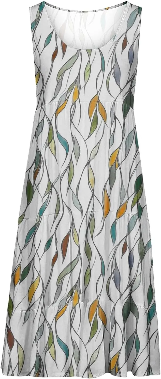 Womens Summer Dresses Tank Mini Dress Floral Spring Casual Flowy Tshirt Dress Outfits Flowy Wrap Beach Boho Sun Dress