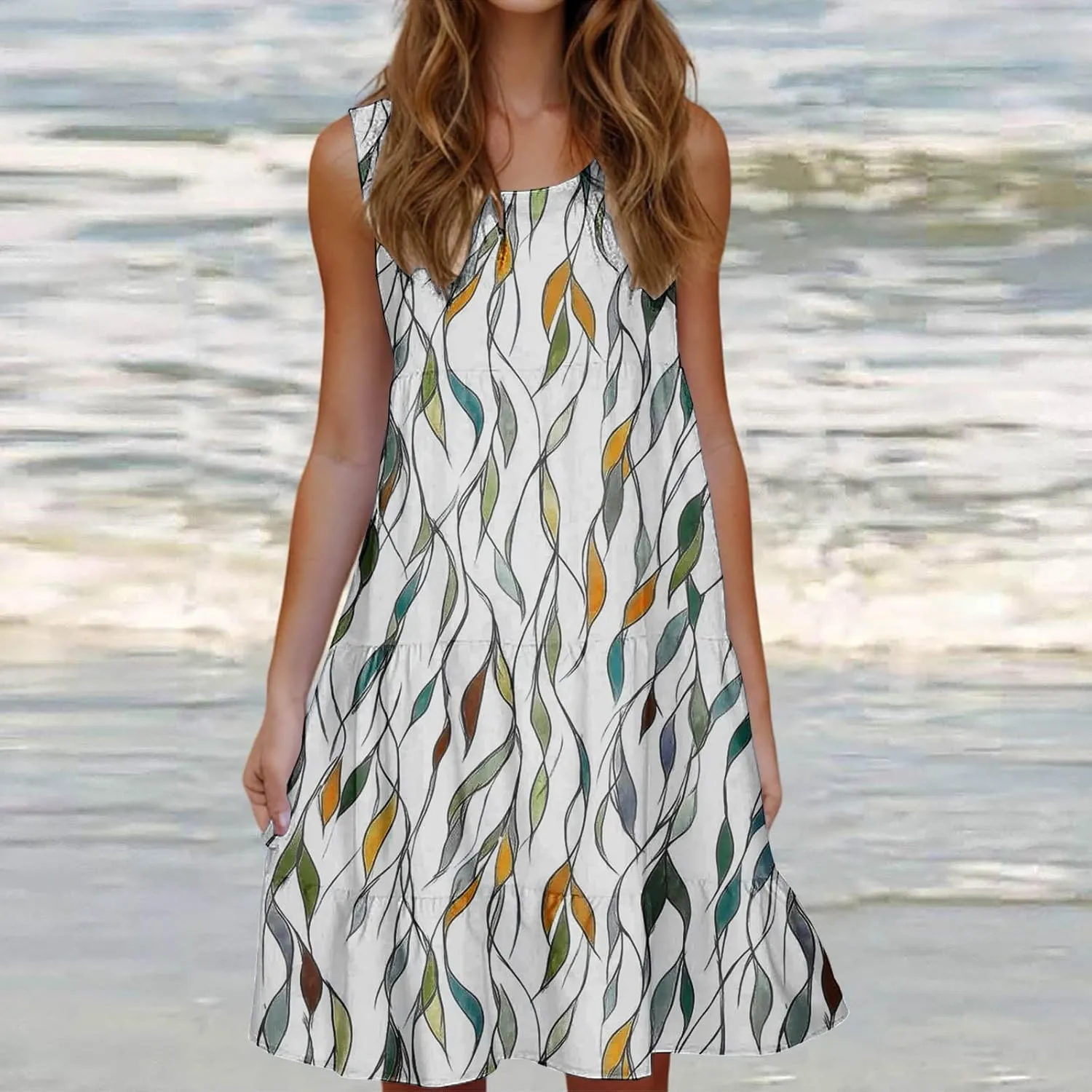 Womens Summer Dresses Tank Mini Dress Floral Spring Casual Flowy Tshirt Dress Outfits Flowy Wrap Beach Boho Sun Dress