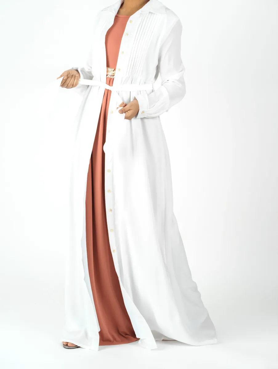 Woven-Cotton Button-Down cardigan dress