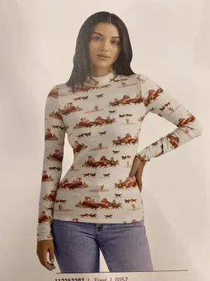 Wrangler Women's Long Sleeve Knit Top In Cream Multi
