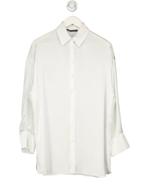 ZARA White Satin Longline Shirt UK S